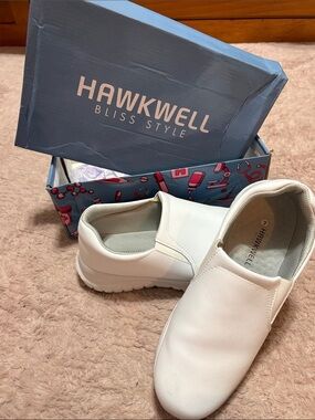 Hawkwell White Slip-On Casual Comfort Shoes